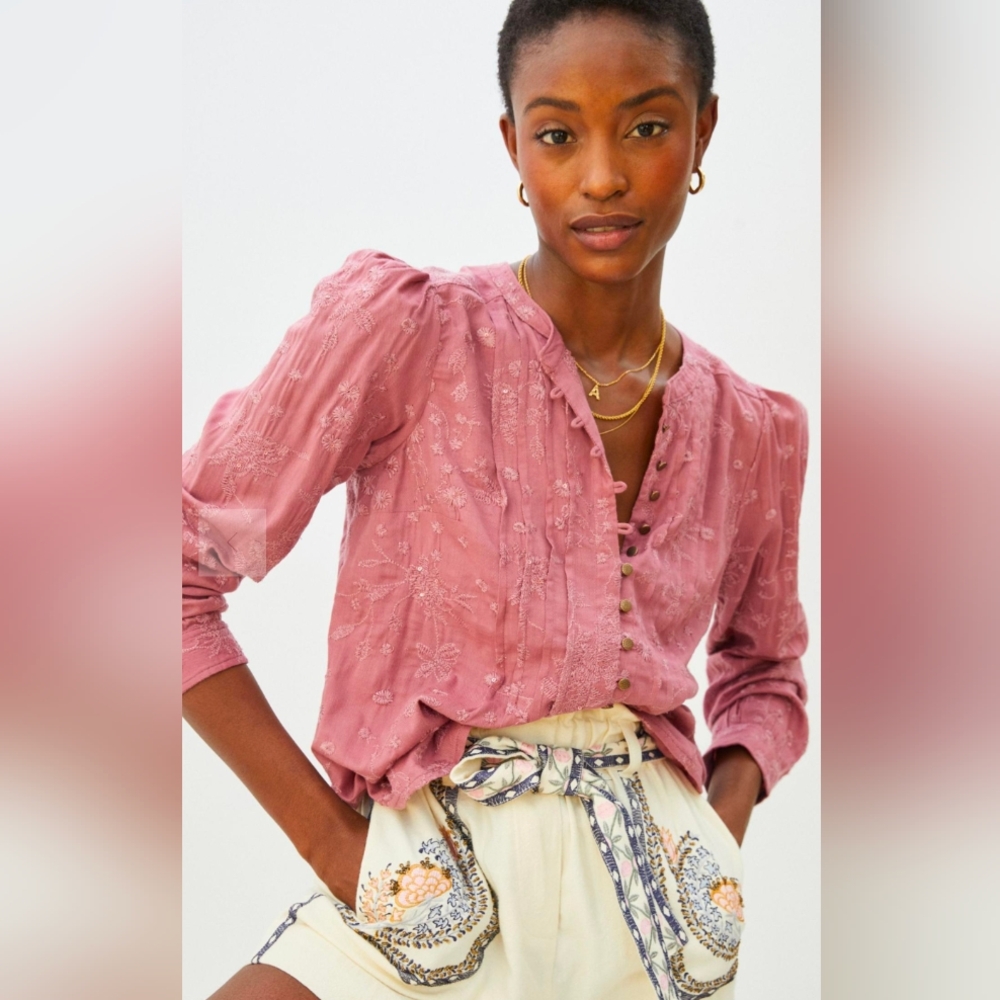 Anthropologie Pilcro Jolie Pintucked Blouse